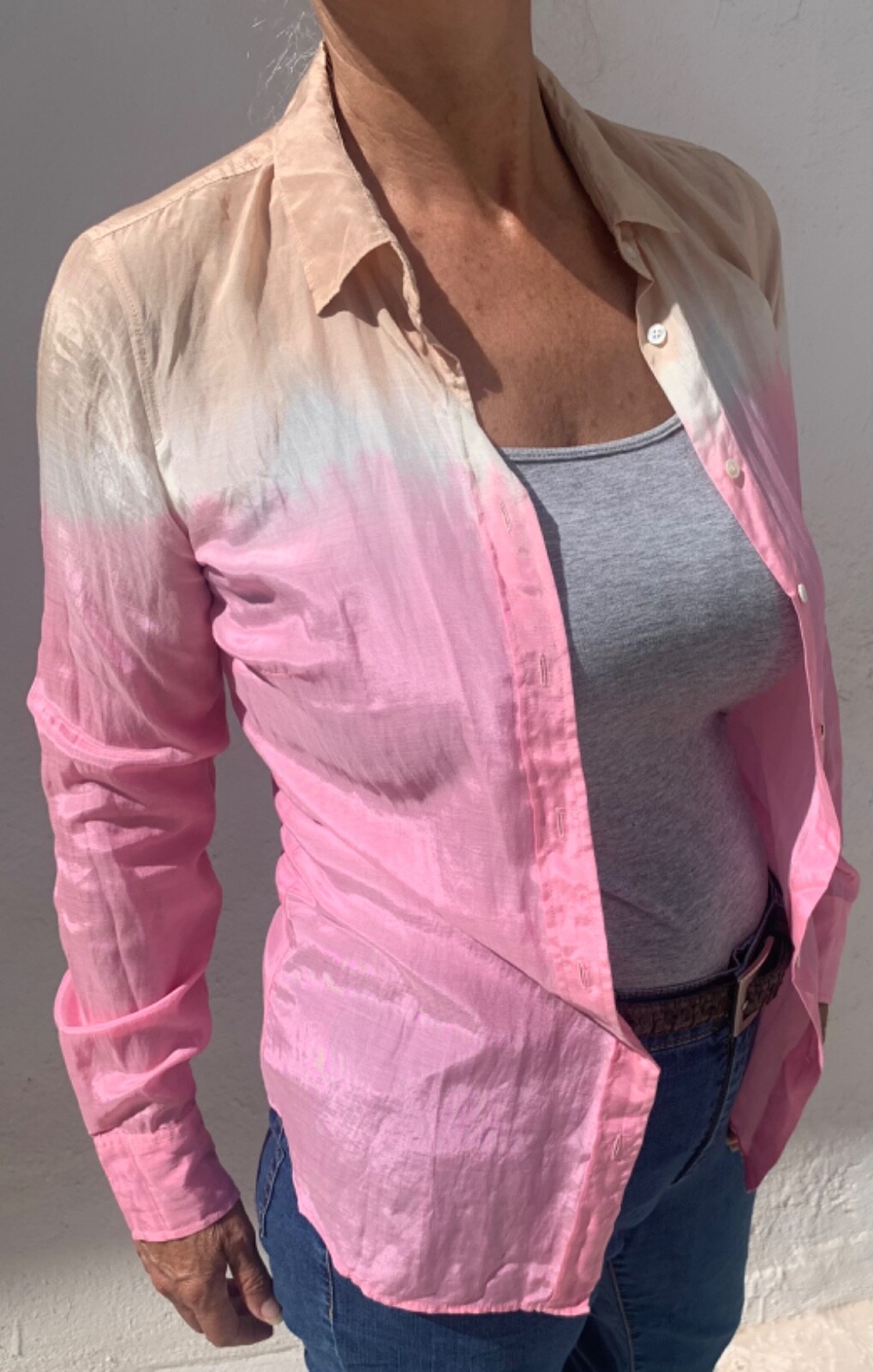 J CREW Shirt ladies PINK  Beach Chic COTTON & SILK mix Size 8 UK vintage RRP£79 image 8