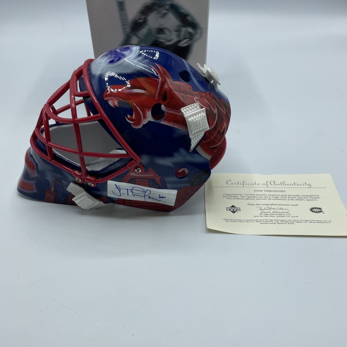 Jose Theodore Autographed 2002-03 Upper Deck Mask Collection Mini