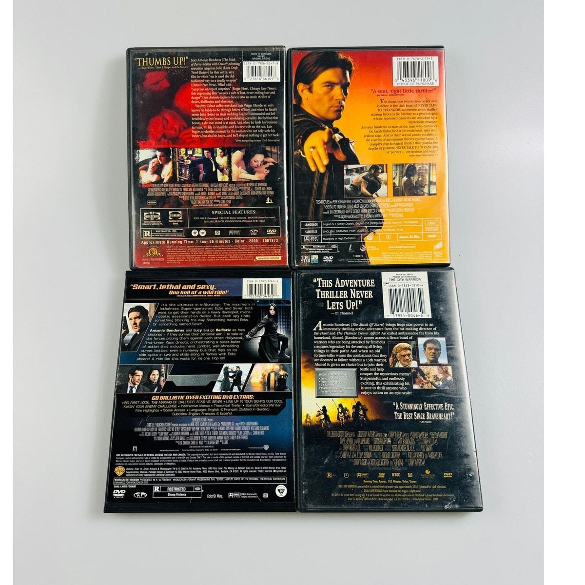 4 Movie DVD Bundle Antonio Banderas Never Talk to Strangers