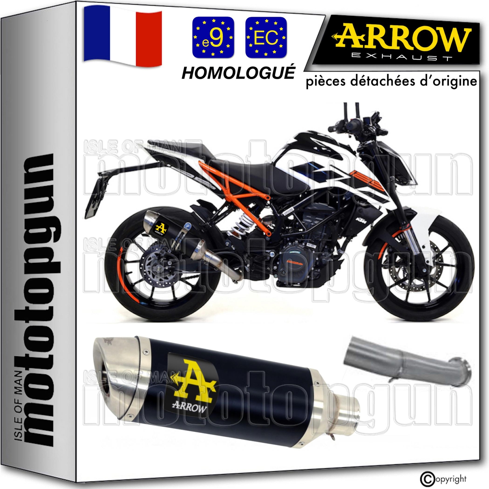 Pot echappement Thunder Arrow noir compatible KTM Duke 125 2019 2020