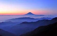 Landscape nature mist mountains japan blue Custom Gaming Mat Desk