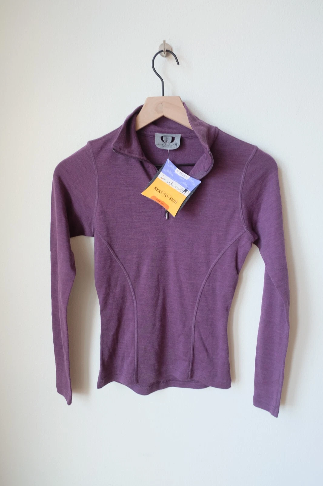 SmartWool Midweight Zip T Merino Wool Base Layer Pullover 1/4 Lightweight Purple
