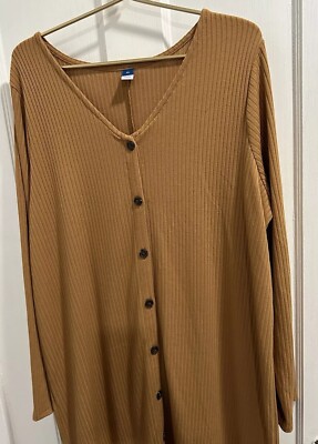 Old Navy Rib-Knit Button Up Cardigan Sweater Midi Dress Brown Womens Size XL | eBay Old Navy Rib-Knit Button Up Cardigan Sweater Midi Dress Brown Womens Size XL | eBay