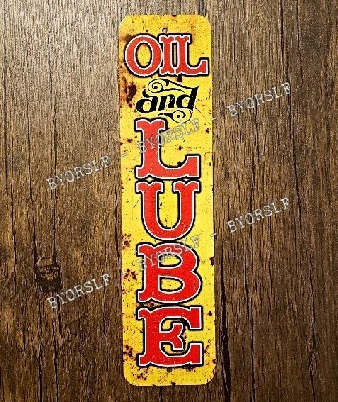 Metal Sign OIL and LUBE gas station full service petroliana garage man cave