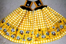 2 Double Crochet Premium X Large Hanging Kitchen Towels   BEE GNOMES