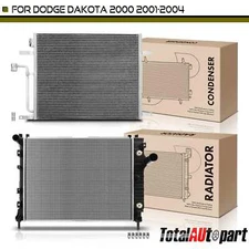 New 2Pcs Aluminum Radiator & AC Condenser Cooling Kit for Dodge Dakota 2000-2004