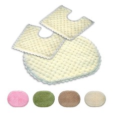 Set bagno 3 pezzi cotone, tappeto ovale con bordo crochet mod. PIXY SET