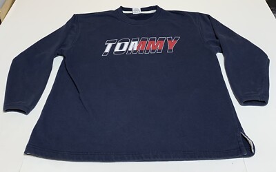 Vintage 90 s Tommy Hilfiger Jeans Spell Out  Sweatshirt Size Small Double Sided