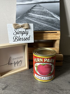 FERN PARK TOMATOES  Vintage EMPTY Tin Can 1LB. 11OZ. Chicago IL PreOwned