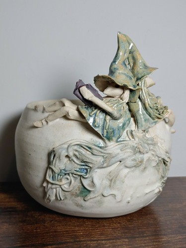 Vtg Fairy Dragon Gallery Studio Pottery Unique Import England Linton Pixies Rare - Picture 10 of 12