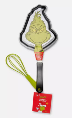 DR. SEUSS THE GRINCH Pancake Pan Pfanne und Schneebesen grün & böse NEU & OVP