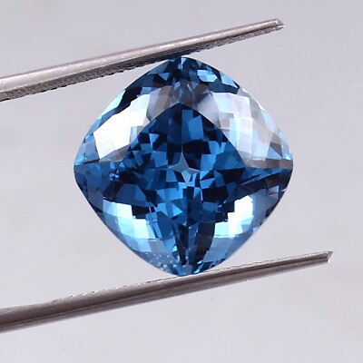 AAA Natural Flawless Santa Maria Aquamarine Cushion Loose Gemstone Cut 14x14 MM