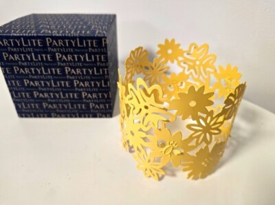 Partylite Halter Blumenbouqet gelb Manschette für Duftwachsgläser P93202 Frühlin