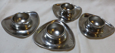 4 Vintage Eierbecher Geschirr  Alessi Alfra Italy 18/10 Edelstahl