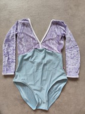 NEW Yumiko leotard Alicia N-Mirror CV-Angelic N-White trim 3/4 sleeve size L