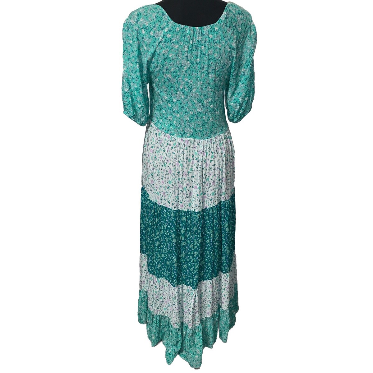 Zara Green Floral Tiered Puff Sleeve Flowy Maxi Dress Women's M | eBay Zara Green Floral Tiered Puff Sleeve Flowy Maxi Dress Women's M | eBay