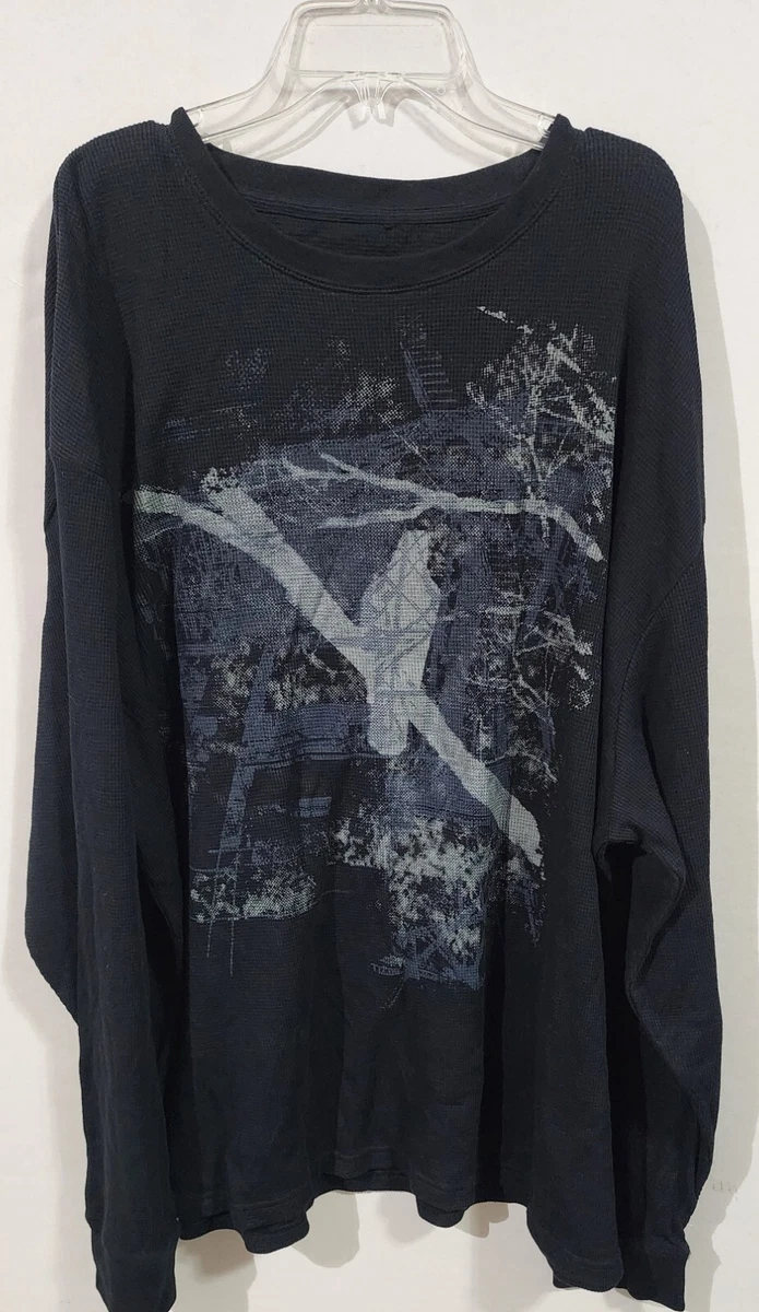 Michael Brandon Shirt Mens 3X Graphic Thermal Long Sleeve Black New