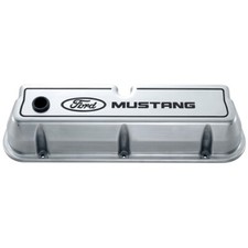 Ford 302-030 Sb Ford Polished Valve Covers Tall W Black Ford Mustang Logo