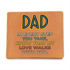 Dad In Every Step Leather Wallet, Birthday Father's Day gift for dad