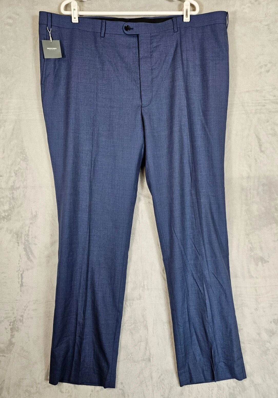 Indochino Pant 45x34 Blue Wool Lightweight Dress Flat Front Tapered Soho 126