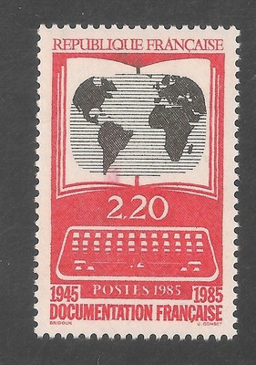 France #1990 (A1040) VF MNH - 1985 2.20fr National Information System / Map