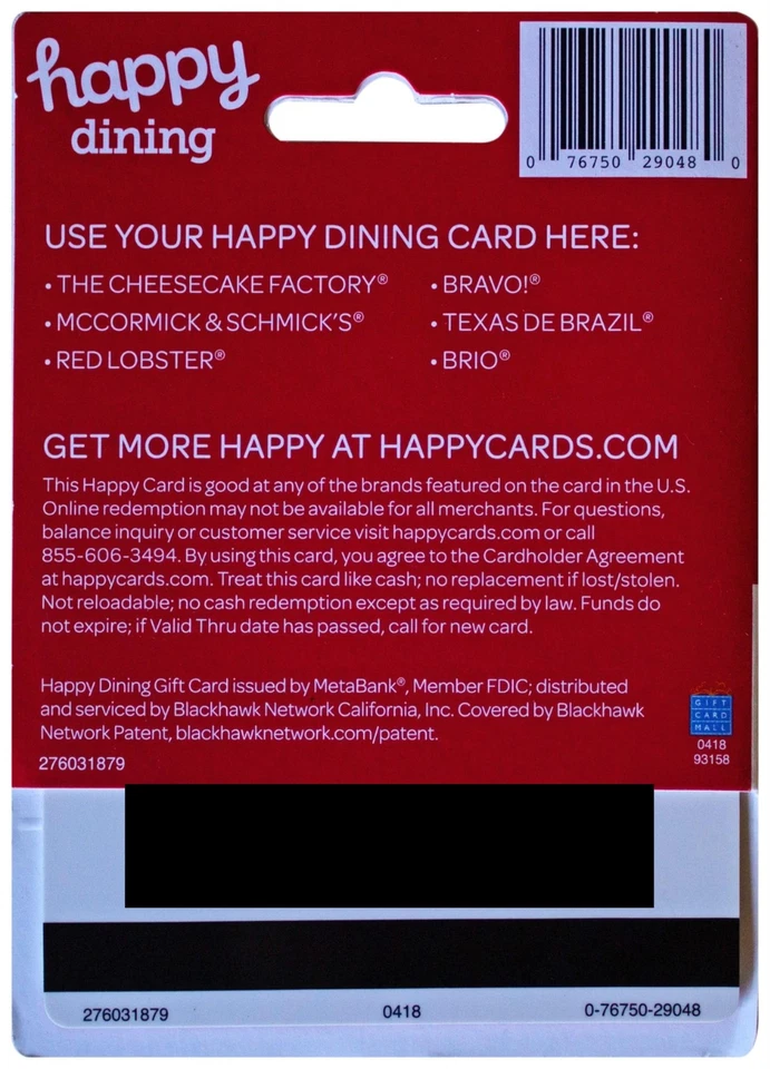 LOT Of 34 HAPPY DINING GIFT CARDS w/ NO Value ZERO Balance ($0) Red Lobster Etc. - Image 3 of 4