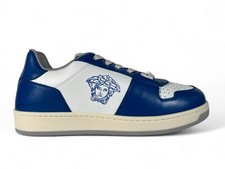  700 Versace White and Blue Leather Sneakers size US 10, EU 43 Made in Italy