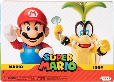 TOYS 'N' GEEK Super Mario: Mario VS Iggy Koopa 4" Action Figures