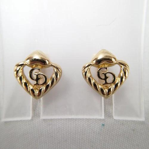 Boucles d'oreilles CHRISTIAN DIOR GD logo coeur du Japon