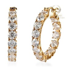 Solid 14K Yellow Gold Moissanite Inside Outsi...