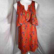 Tracy Negoshian Hadley Sleeveless/Cold Shoulder Anchor Dress Orange/Red Size XS