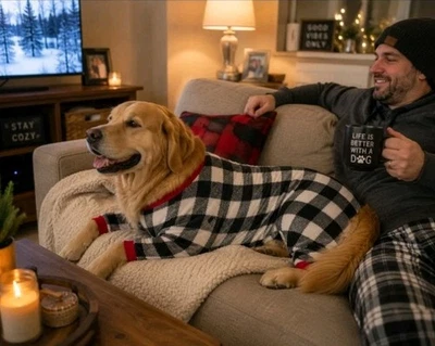 Dog Buffalo Plaid Check Pajama White/Black Target Wondershop Size L - Image 1 of 4