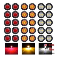 Pack of 30 3/4 Inch Mini Round 10 Amber 10 Red 10 White 3 LED Trailer Side