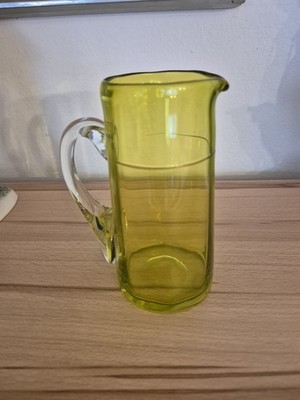  Vintage KARAFFE Kanne Krug grün Glas 60er 70er 17 cm MID CENTURY 