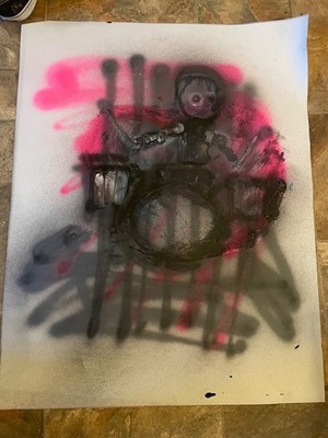 New art Pop art  Drums  Ody West graffiti acrylic spray paint original 22x28