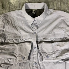 REI Co Op Women's Long Sleeve Button Up Hiking Shirt Large Blue Outdoor Travel