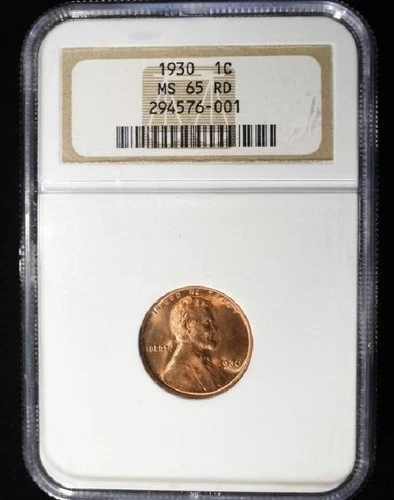 NGC Graded MS65 RD 1930 Lincoln Wheat Cent