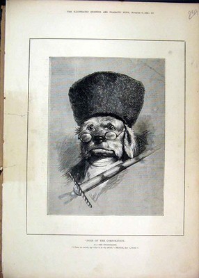 Original alter antiker Druck Theater 1880 Dogs Corporation Schwertträger Macbeth