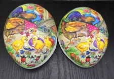 Vtg Large 7" Echt Erzgebirge German Easter Eggs Paper Mache Germany Fillable 