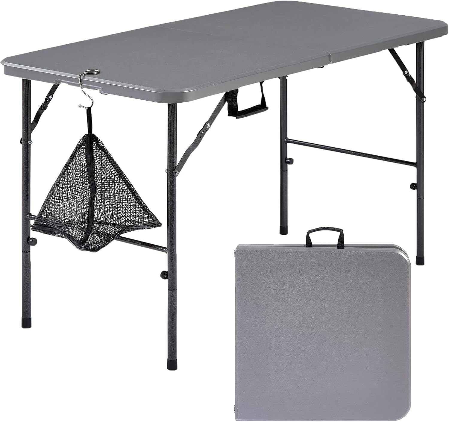 VECELO Folding Table 4 Foot with Mesh Bag, Indoor Outdoor Heavy-Duty Portable w