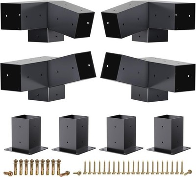 15° Pergola Brackets 75° Corner Bracket W/ Post Base Gazebo Kit 4x4'' Actual
