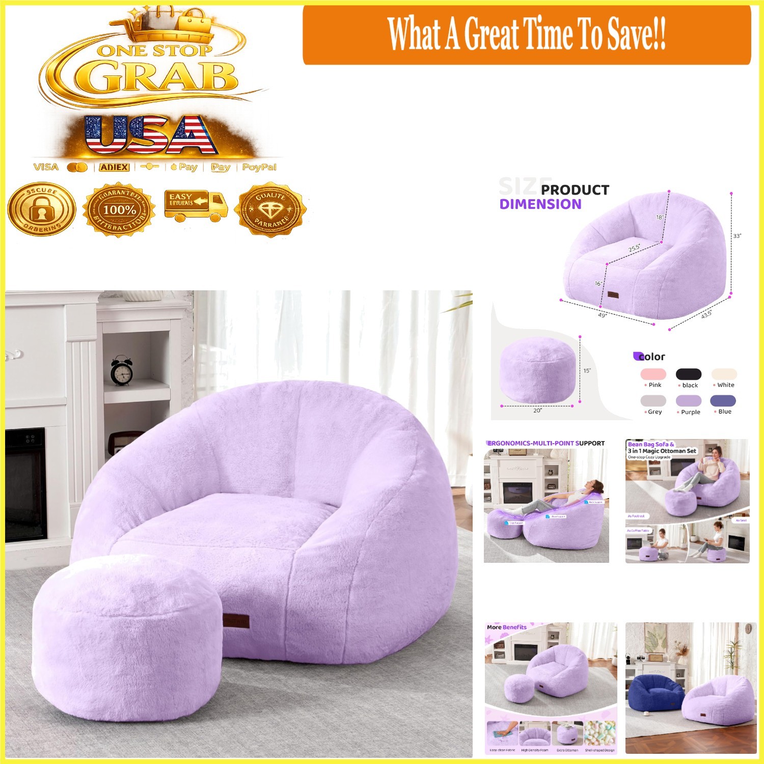 With Ottoman For Adults