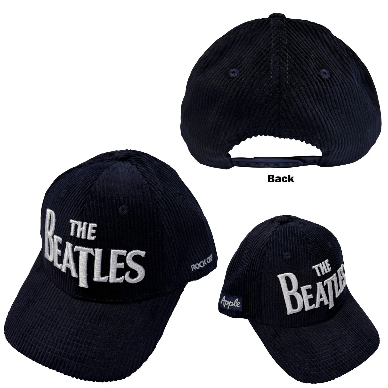 The Beatles Drop T Logo & Apple Corduroy Official Blue Baseball Cap - Image 2