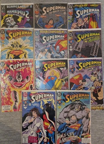 🔥🔥VINTAGE 1990's D.C. "SUPERMAN: THE MAN OF STEEL"  (11 PC.) COMIC BOOK LOT!