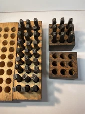 Antique Vtg Young's 3/16” Steel numbers/ Letters Alphabet Stamp Punch Set,USA