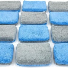 Microfiber Ceramic Coating Applicator Sponge with Plastic Blue/Gray- 12 pack