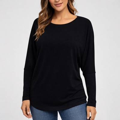 #ad Sympli Black Dolman Sleeve Stretch Jersey Top Sz 10 Drapey Travel Capsule Office $29.99
