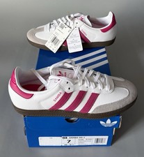 Adidas Samba OG J Sneakers New w/ Box Unisex Junior Size 7 White/Magenta