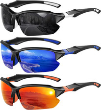 Pack Polarized Sports Sunglasses for Men, UV Protection Half Frame Sunglasses Co