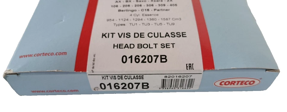 Jeu de vis de culasse CORTECO 016207B CITROEN SAXO XSARA C3 PEUGEOT 106 205 206 - Photo 2/4